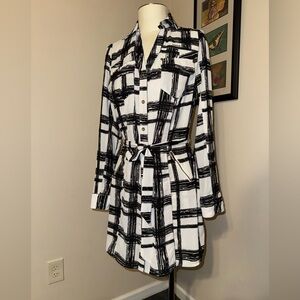 NWT BEBE Black and White Plaid Shirt Dress size Small